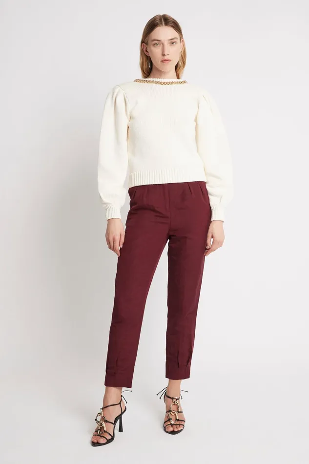 Aje Elle Chain Open Back Knit Jumper Ivory Women Knitwear and Jumpers