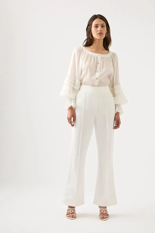 Aje Elle Flared Pant Ivory Women Pants