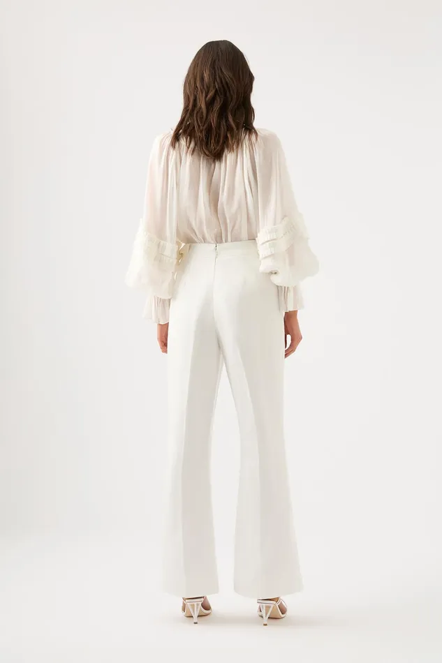 Aje Elle Flared Pant Ivory Women Pants