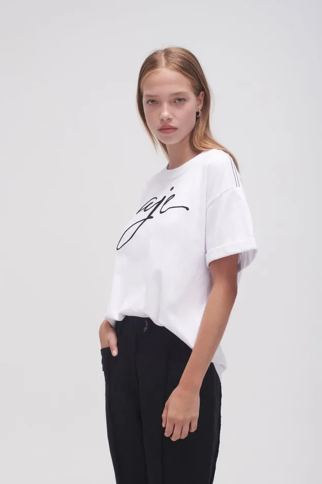 Aje Enya Embellished Slim Tee Whiteblack Women Tees