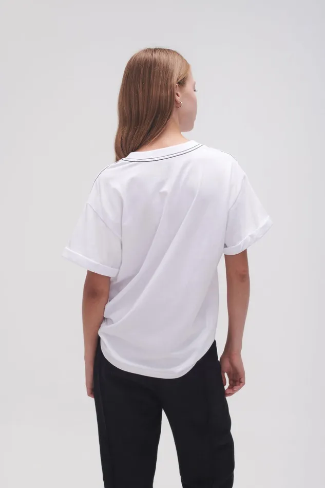 Aje Enya Embellished Slim Tee Whiteblack Women Tees
