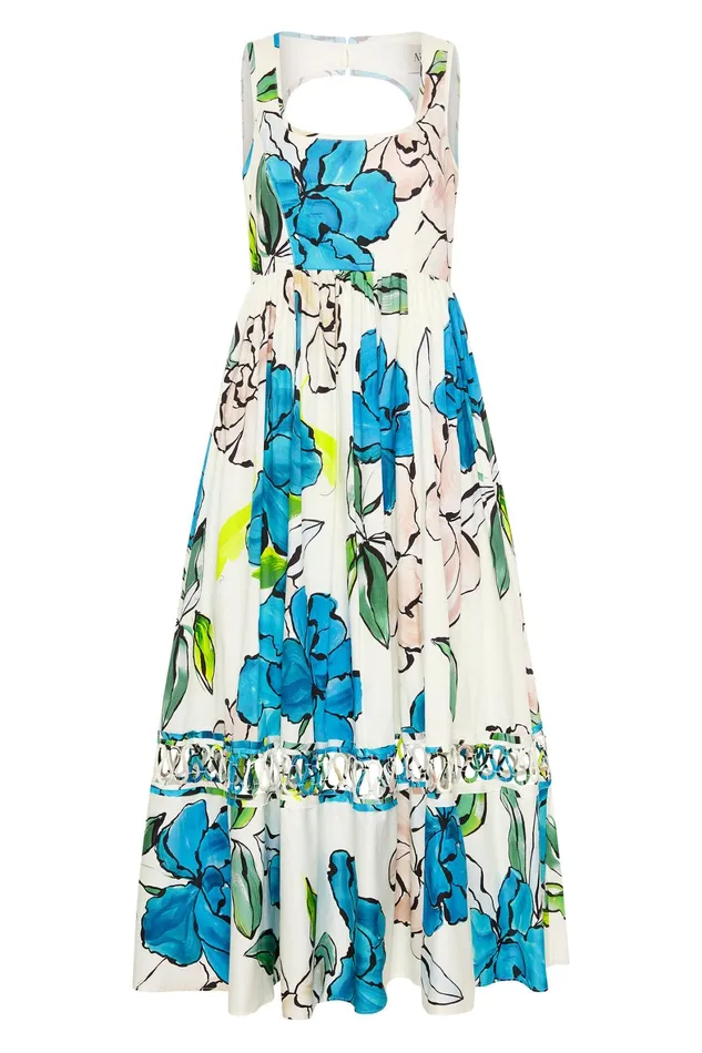 Aje Erika Cut Out Midi Dress Cool Camellia Women Dresses