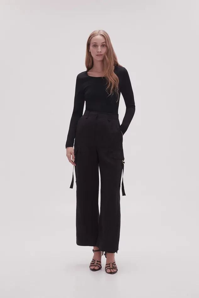 Aje Escapade Ribbon Utility Pant Black Women Pants