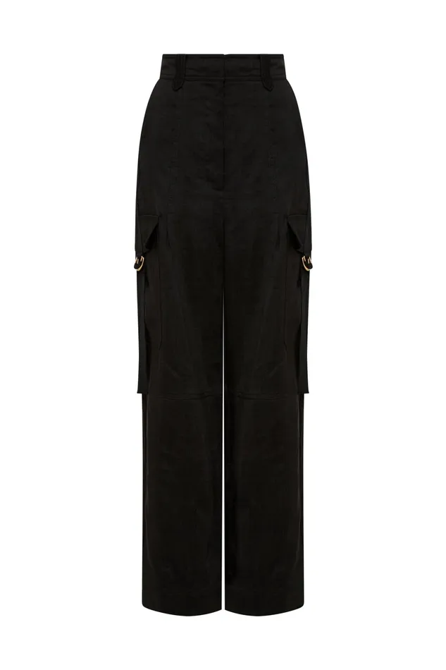 Aje Escapade Ribbon Utility Pant Black Women Pants