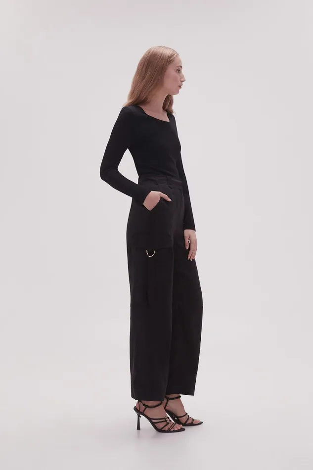 Aje Escapade Ribbon Utility Pant Black Women Pants