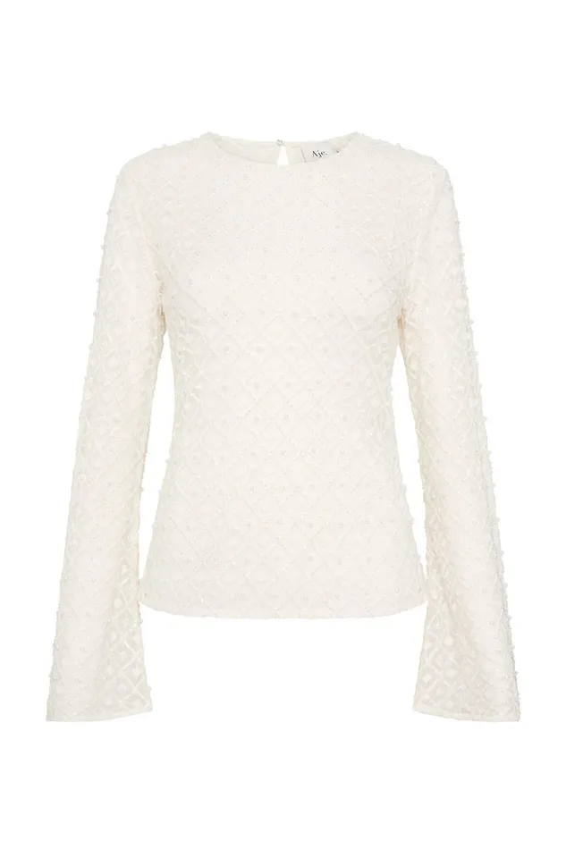 Aje Freya Diamond Pearl Top Ivory Women Tops