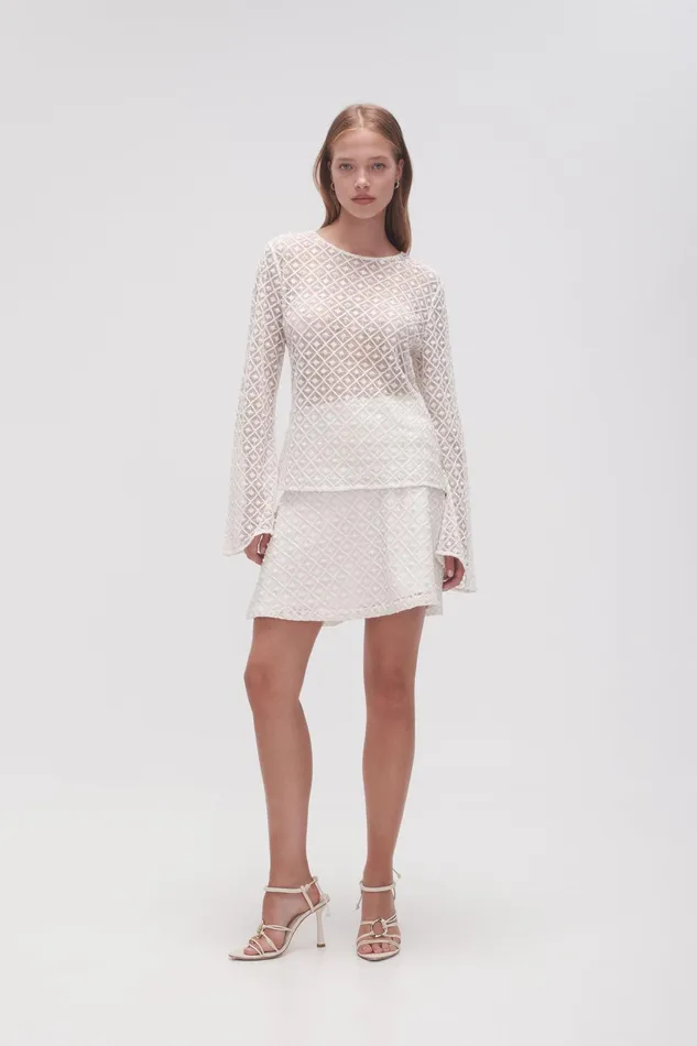 Aje Freya Diamond Pearl Top Ivory Women Tops