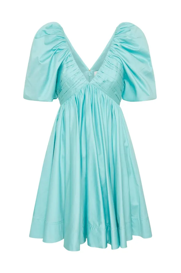 Aje Gabrielle Plunge Mini Dress Spearmint Blue Women Dresses