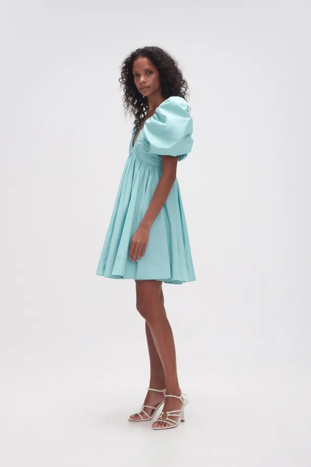 Aje Gabrielle Plunge Mini Dress Spearmint Blue Women Dresses