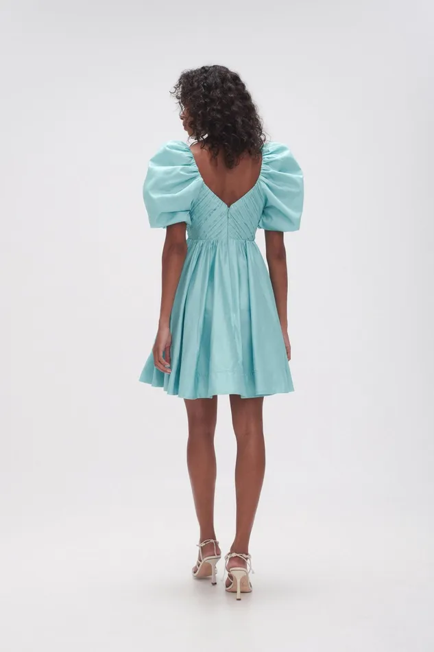 Aje Gabrielle Plunge Mini Dress Spearmint Blue Women Dresses