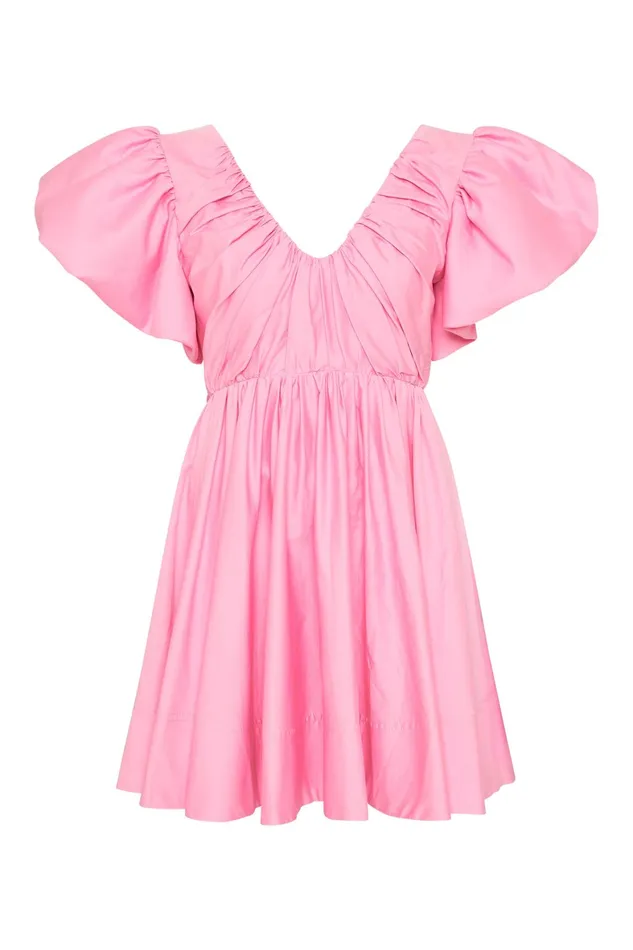 Aje Gretta Bow Back Mini Dress Ballet Pink Women Dresses