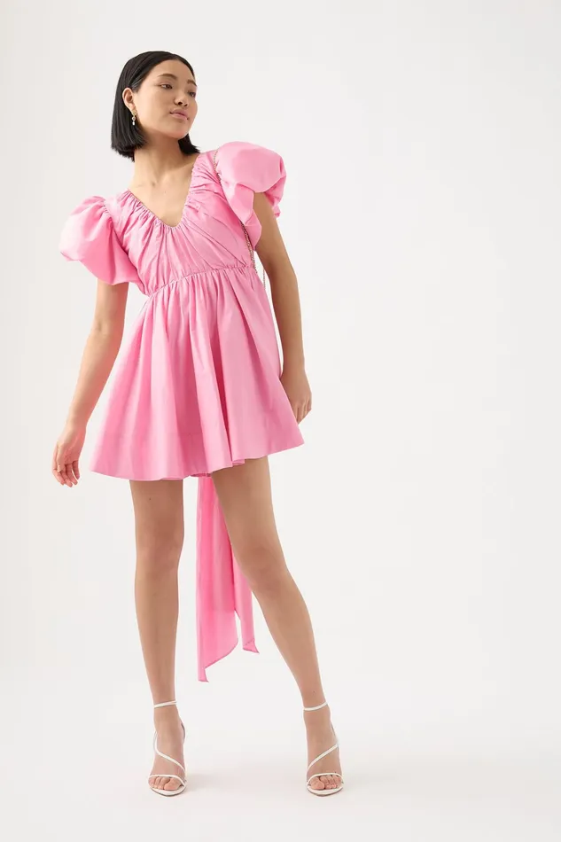 Aje Gretta Bow Back Mini Dress Ballet Pink Women Dresses