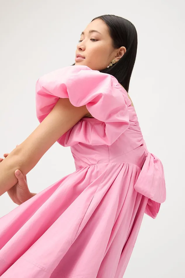 Aje Gretta Bow Back Mini Dress Ballet Pink Women Dresses