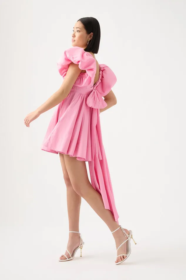 Aje Gretta Bow Back Mini Dress Ballet Pink Women Dresses