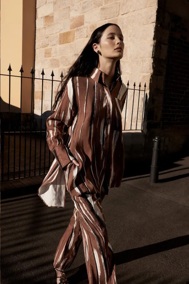 Aje Imagine Shirt Neutral Stripe Print Women Tops