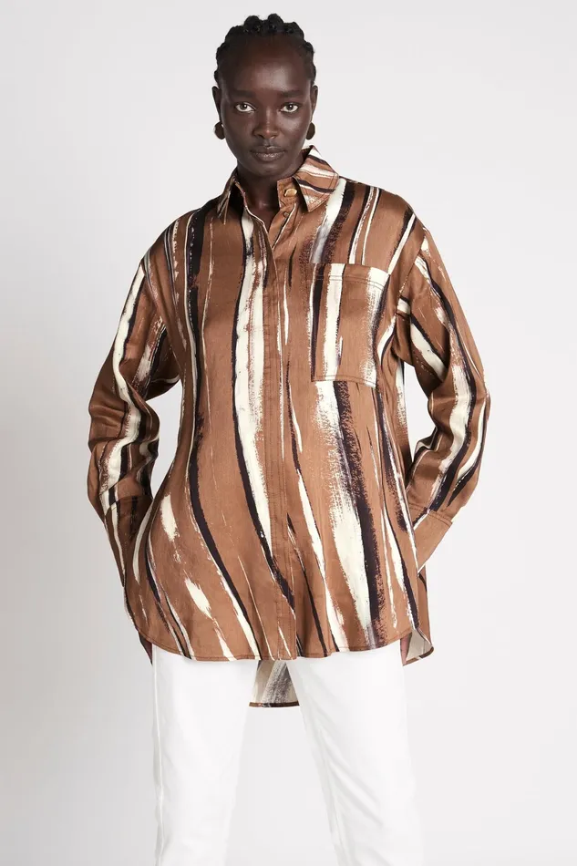 Aje Imagine Shirt Neutral Stripe Print Women Tops