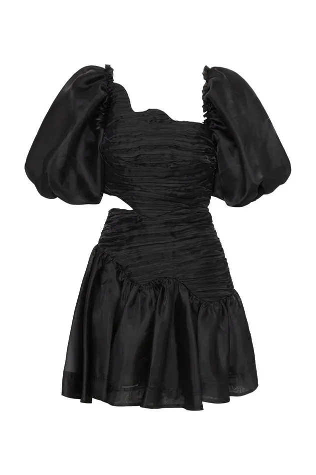 Aje Joan Puff Sleeve Mini Dress Black Women Dresses