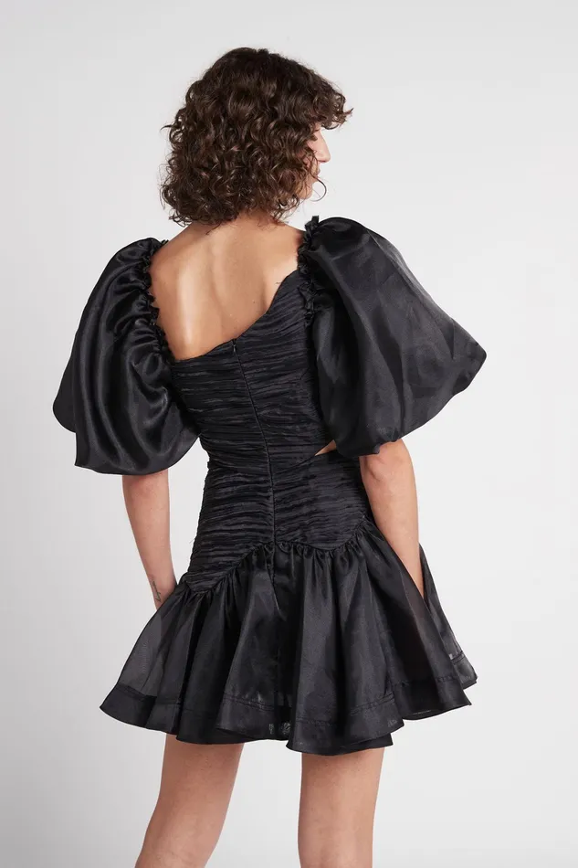 Aje Joan Puff Sleeve Mini Dress Black Women Dresses