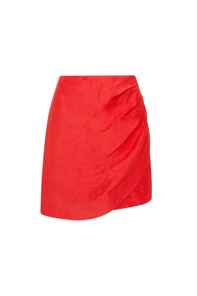 Aje Kinship Draped Mini Skirt Scarlet Red Women Skirts