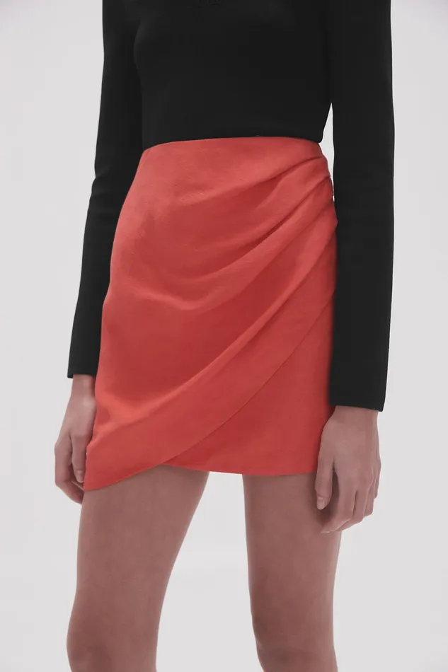 Aje Kinship Draped Mini Skirt Scarlet Red Women Skirts