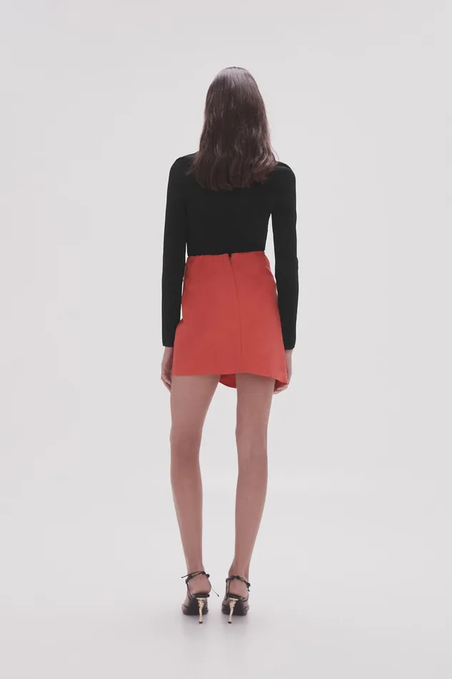 Aje Kinship Draped Mini Skirt Scarlet Red Women Skirts