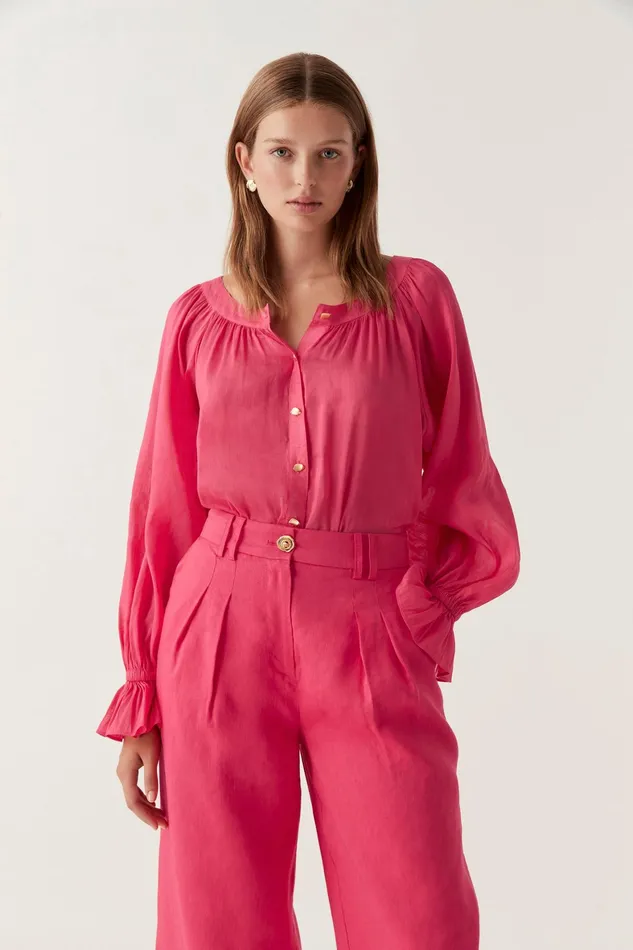 Aje Le Corsaire Blouse Bougainvillea Red Women Tops