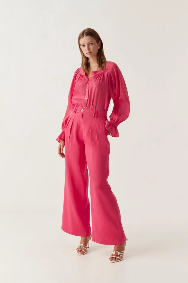 Aje Le Corsaire Blouse Bougainvillea Red Women Tops