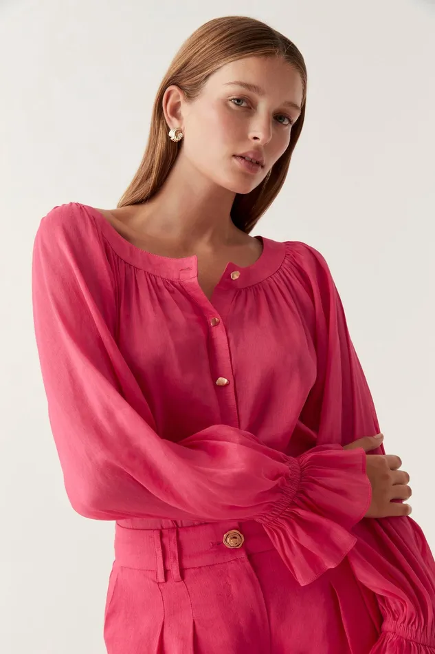 Aje Le Corsaire Blouse Bougainvillea Red Women Tops