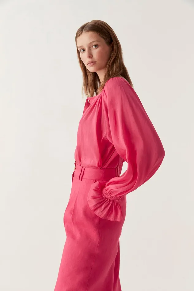 Aje Le Corsaire Blouse Bougainvillea Red Women Tops