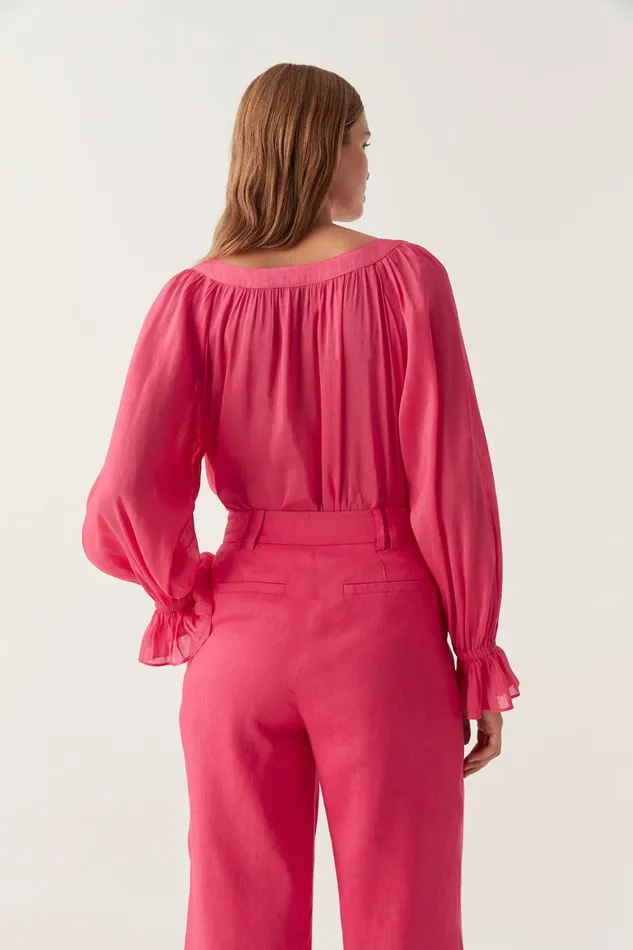Aje Le Corsaire Blouse Bougainvillea Red Women Tops