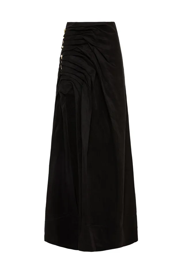 Aje Mika Draped Split Midi Skirt Black Women Skirts