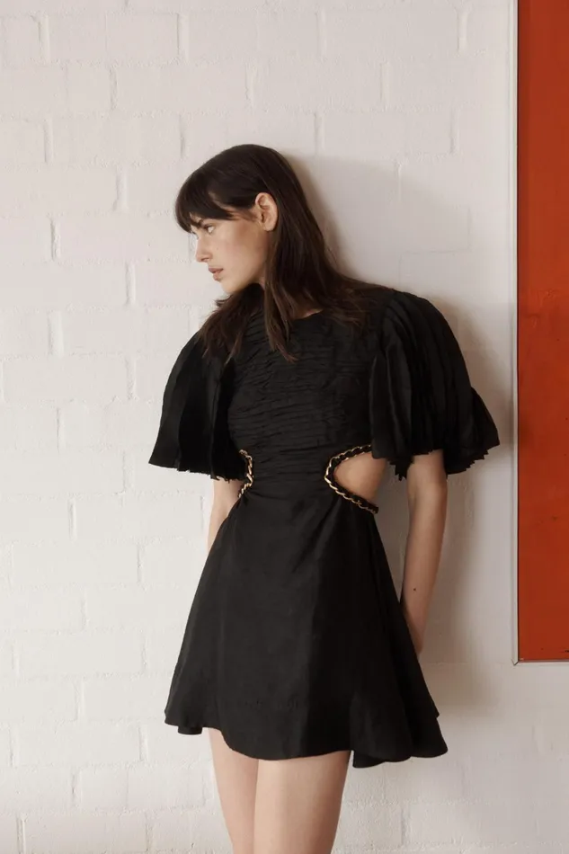 Aje Monica Chain Link Mini Dress Black Women Dresses