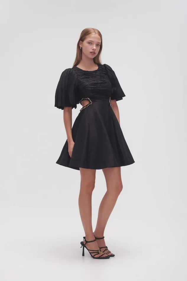 Aje Monica Chain Link Mini Dress Black Women Dresses
