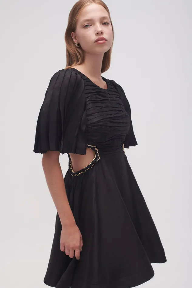 Aje Monica Chain Link Mini Dress Black Women Dresses