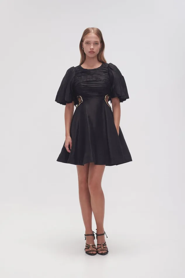 Aje Monica Chain Link Mini Dress Black Women Dresses