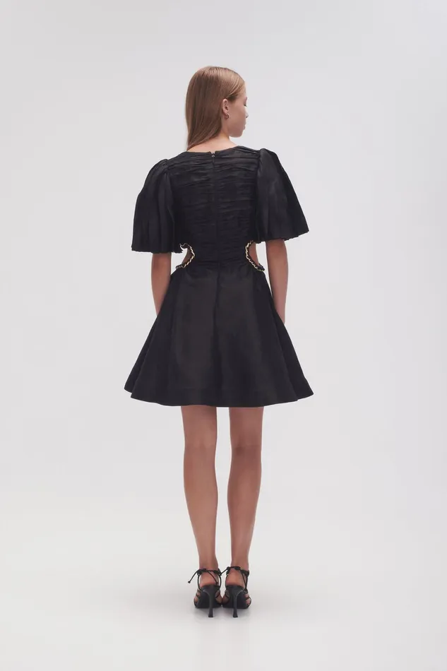 Aje Monica Chain Link Mini Dress Black Women Dresses