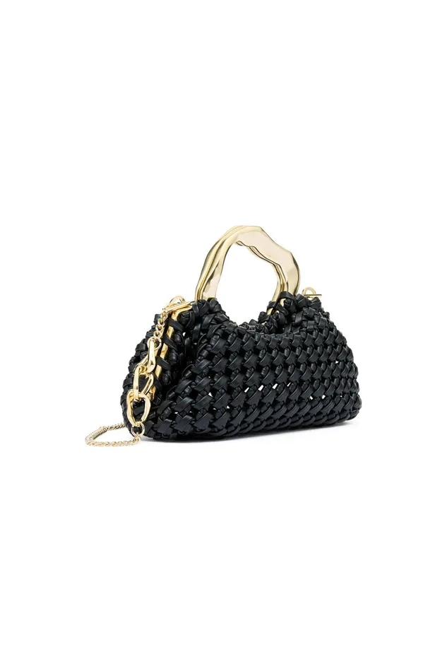 Aje New Weave Micro Frame Bag Black Women Handbags and Wallets