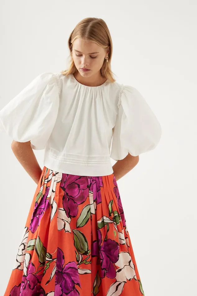 Aje Ney Pin Tuck Detail Top Ivory Women Tops