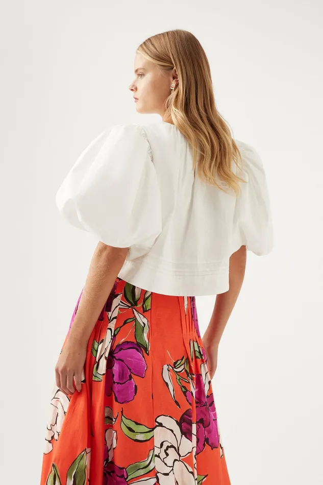 Aje Ney Pin Tuck Detail Top Ivory Women Tops