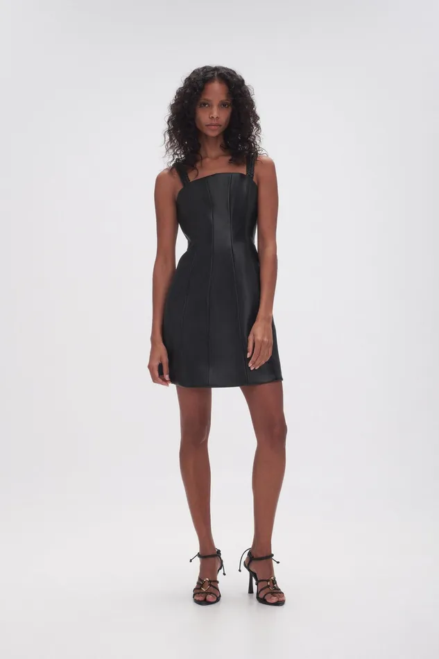 Aje Osa Braided Mini Dress Black Women Dresses