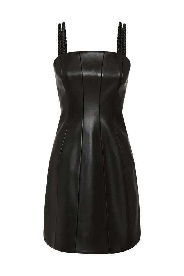 Aje Osa Braided Mini Dress Black Women Dresses