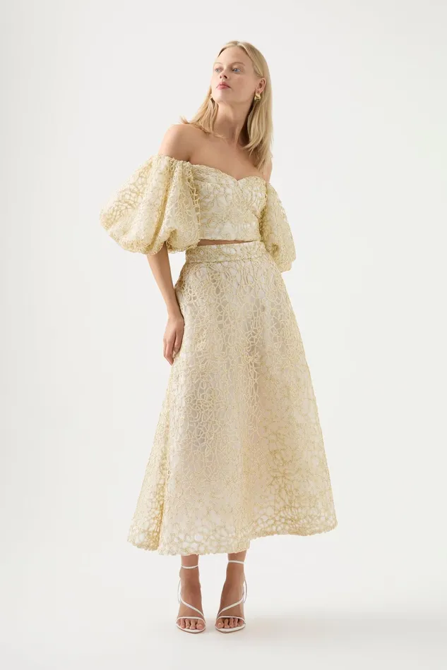 Aje Patina Lace Top Ivory Women Tops