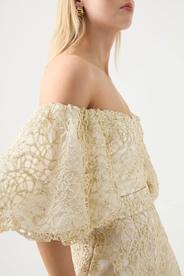 Aje Patina Lace Top Ivory Women Tops