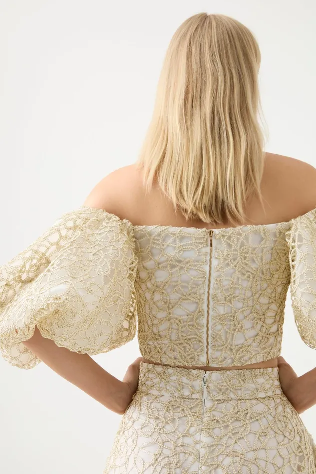 Aje Patina Lace Top Ivory Women Tops