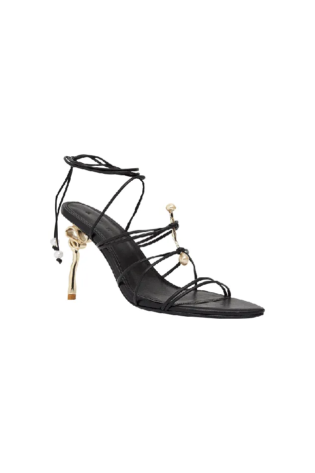 Aje Perenna Pearl Bar Strappy Heel Black Women Shoes