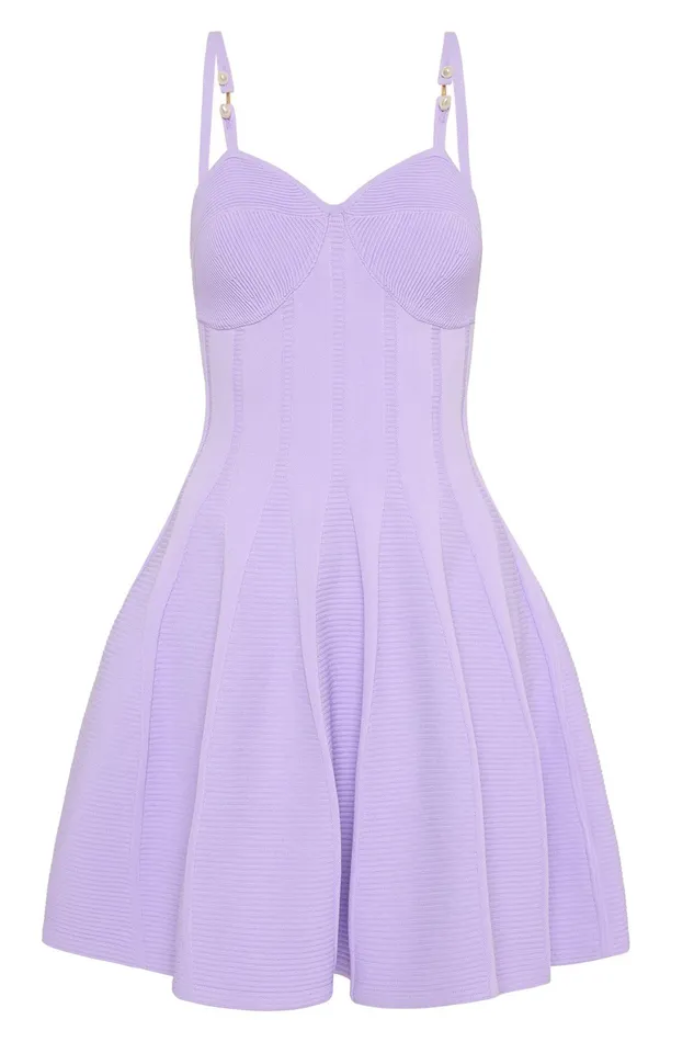Aje Phaedra Ottoman Bustier Dress Lilac Women Dresses