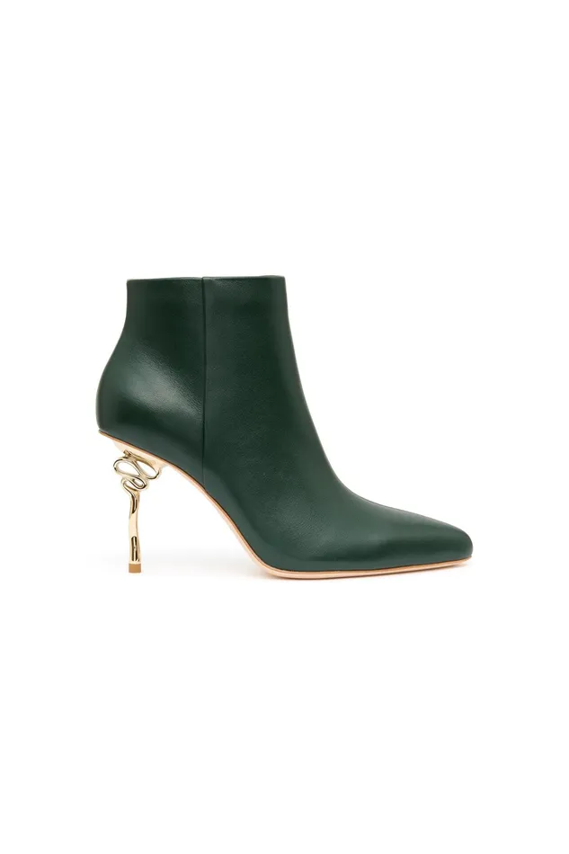 Aje Quinn Ribbon Heel Ankle Boot Forest Green Women Shoes