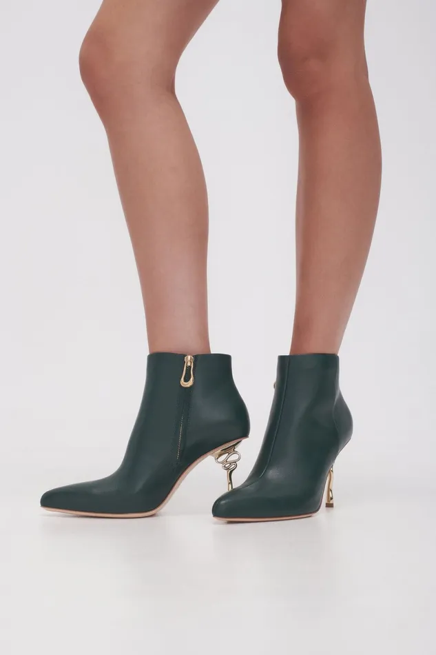 Aje Quinn Ribbon Heel Ankle Boot Forest Green Women Shoes
