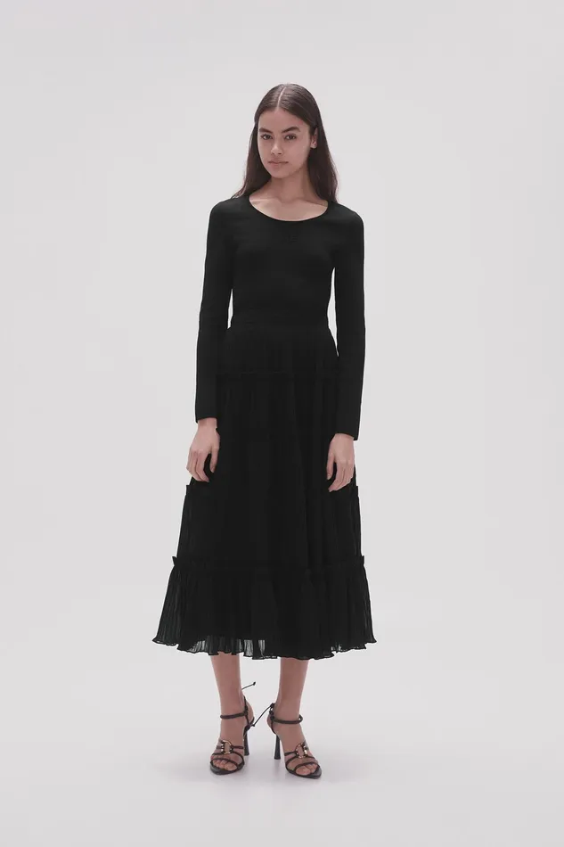 Aje Robyn Tiered Maxi Skirt Black Women Skirts