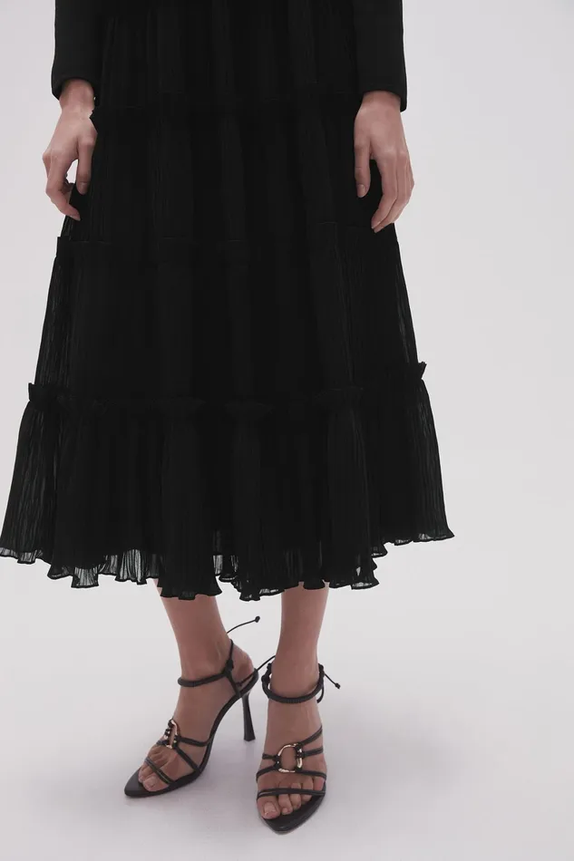 Aje Robyn Tiered Maxi Skirt Black Women Skirts